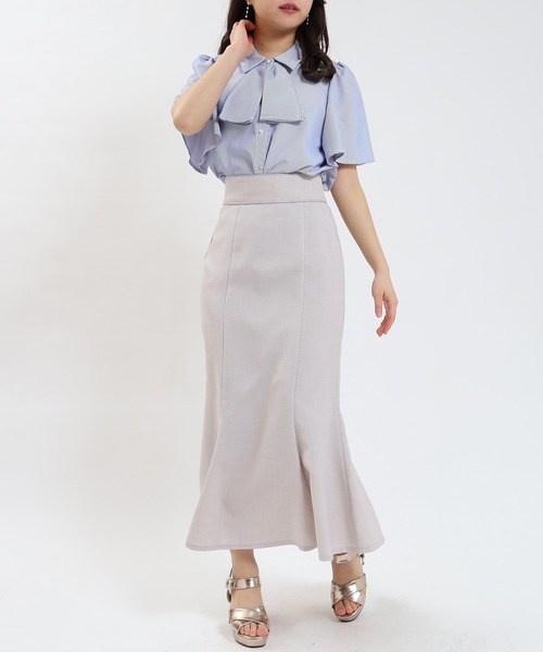 ASTORIA ODIER（アストリアオディール）の「ストライプフリルボウタイ半袖ブラウス（シャツ/ブラウス・レディース・ホワイト×ブルー/ホワイト×ネイビー・SMALL/MEDIUM）」の7枚目の写真