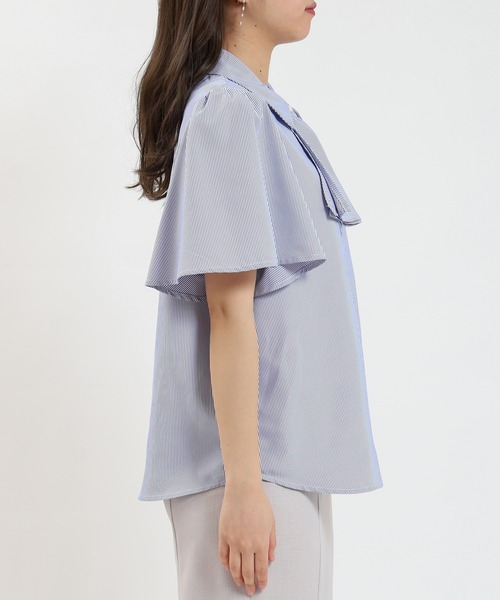 ASTORIA ODIER（アストリアオディール）の「ストライプフリルボウタイ半袖ブラウス（シャツ/ブラウス・レディース・ホワイト×ブルー/ホワイト×ネイビー・SMALL/MEDIUM）」の16枚目の写真