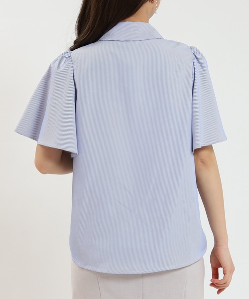 ASTORIA ODIER（アストリアオディール）の「ストライプフリルボウタイ半袖ブラウス（シャツ/ブラウス・レディース・ホワイト×ブルー/ホワイト×ネイビー・SMALL/MEDIUM）」の17枚目の写真
