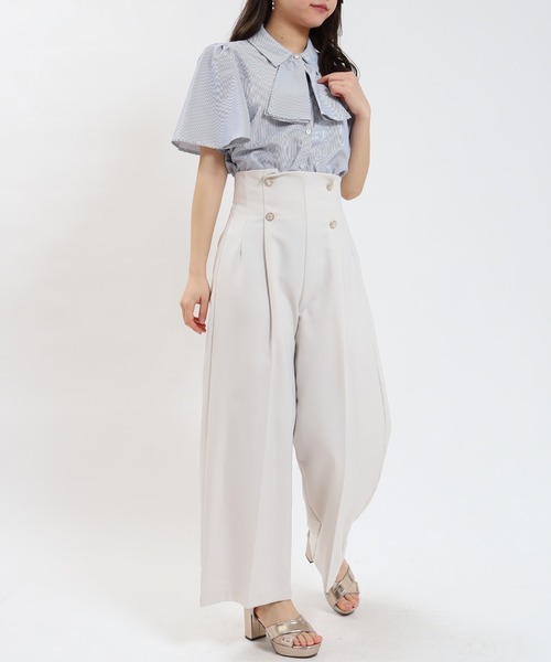 ASTORIA ODIER（アストリアオディール）の「ストライプフリルボウタイ半袖ブラウス（シャツ/ブラウス・レディース・ホワイト×ブルー/ホワイト×ネイビー・SMALL/MEDIUM）」の14枚目の写真