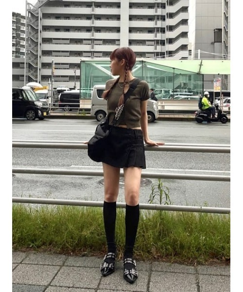 LAGUA GEM FAUX LEATHER PLEATS スカート LAGUA GEM | FAUX LEATHER PLEATS スカート (スカート