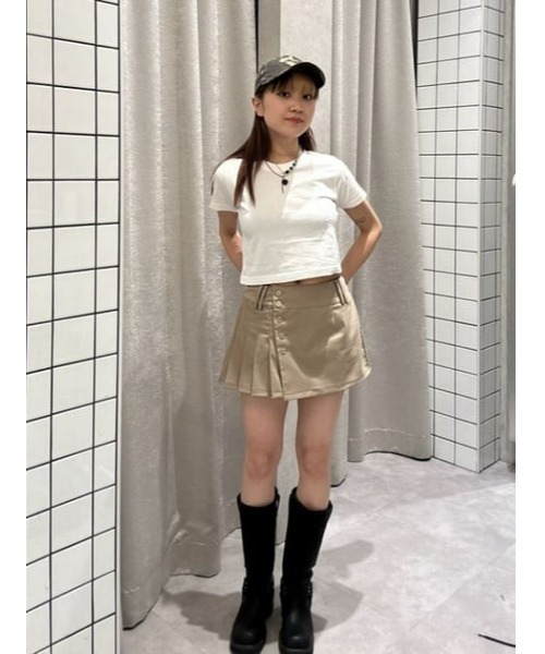 LAGUA GEM FAUX LEATHER PLEATS スカート LAGUA GEM | FAUX LEATHER PLEATS スカート (スカート