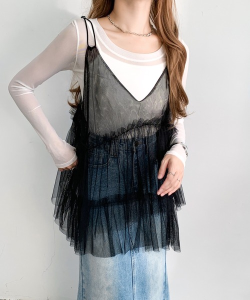 alexiastam トップス　フリル　キャミソール ALEXIA STAM（アリシアスタン）の「Spaghetti Strap Cropped