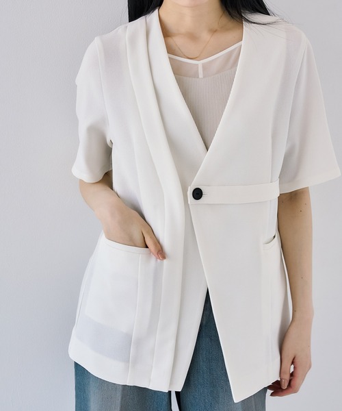 セール】シアーカラミハーフスリーブサマージャケット