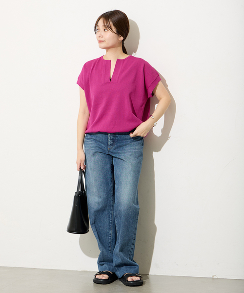 JOURNAL STANDARD(ジャーナルスタンダード)の「クリアヤーン ノースリーブカフタンプルオーバー(ニット/セーター・レディース・ブラウン系その他/ピンク/ブラック・FREE)」の21枚目の写真