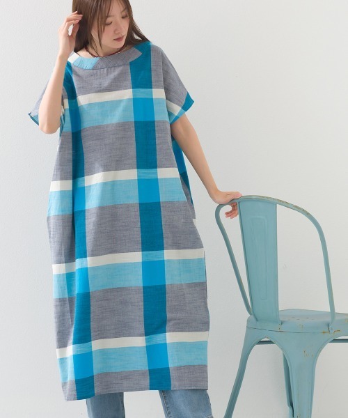 OMNES（オムネス）の「コットンスラブチェック柄ワンピース（ワンピース・レディース・ブラック/ブルー/ブラウン・FREE）」の20枚目の写真