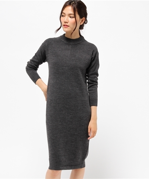 koe（コエ）の「シンプルタイトニットワンピース（ワンピース・レディース・その他7/チャコールグレー/グレイッシュベージュ・MEDIUM/LARGE/SMALL）」の2枚目の写真