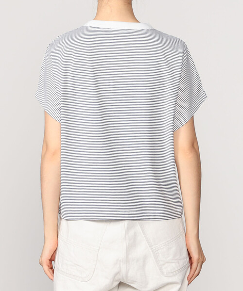 tシャツ handvaerk | 60/2 キャップスリーブTシャツ STRIPE WOMEN レディース handvaerk（ハンドバーク）の「handvaerk | 60/2 キャップ
