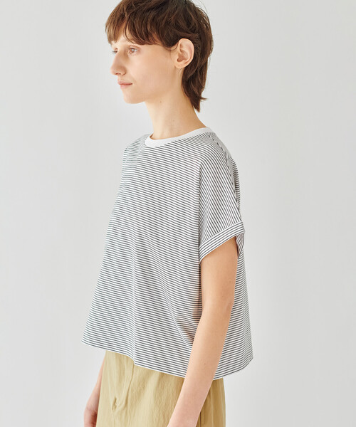 tシャツ handvaerk | 60/2 キャップスリーブTシャツ STRIPE WOMEN レディース handvaerk（ハンドバーク）の「handvaerk | 60/2 キャップ