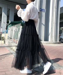 裏地付き シフォン スカート