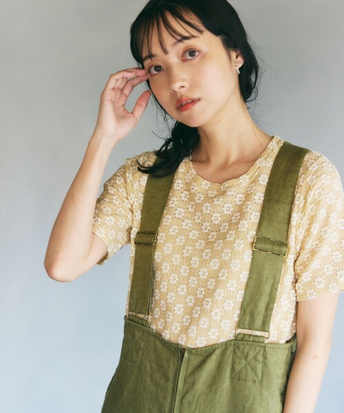 FREAK'S STORE（フリークスストア）の「フラワーストレッチ Tシャツ（Tシャツ/カットソー・レディース・ブラック/オフホワイト/チャコールグレー/ナチュラル・ﾌﾘ-）」の11枚目の写真