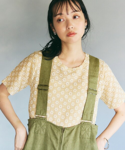 FREAK'S STORE（フリークスストア）の「フラワーストレッチ Tシャツ（Tシャツ/カットソー・レディース・ブラック/オフホワイト/チャコールグレー/ナチュラル・ﾌﾘ-）」の19枚目の写真