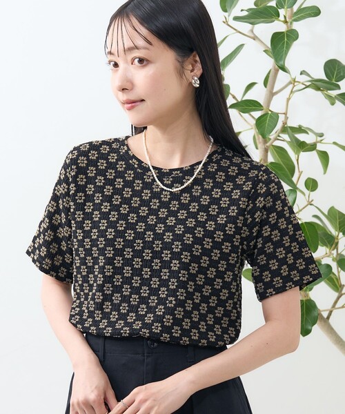 セール】フラワーストレッチ Tシャツ（Tシャツ/カットソー