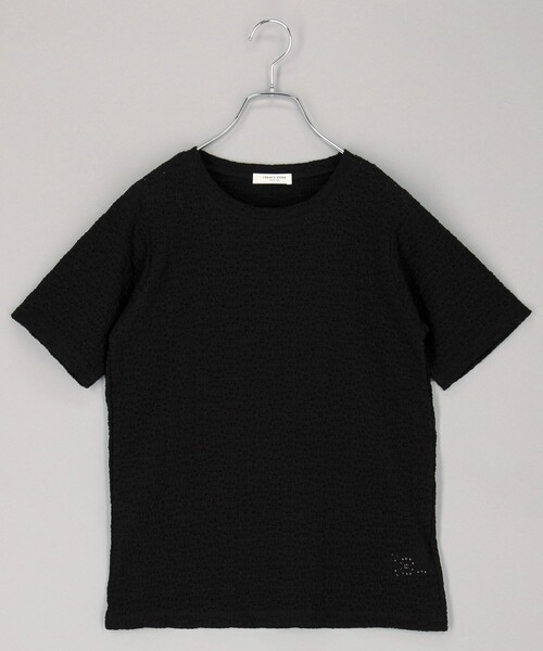 FRIDA ZAZOU 売れ筋商品|||フリーダ ザゾウ Tシャツ トップス レディース Tops Black セール】フラワーストレッチ Tシャツ（Tシャツ/カットソー