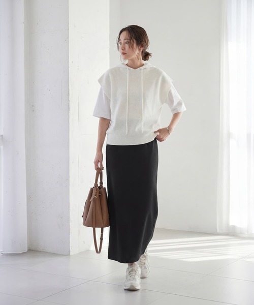 STYLE DELI(スタイルデリ)の「Softy Cotton/ワッフル編みサマーフ―ディー(パーカー・レディース・ブラック/シアン/ホワイト・FREE)」の4枚目の写真