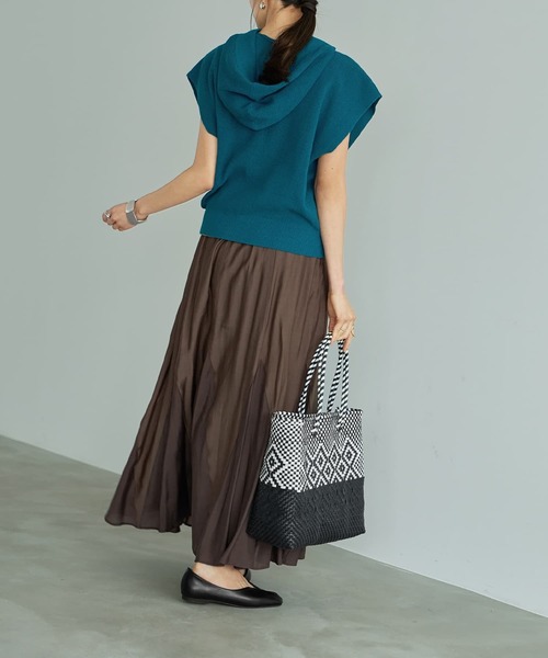 STYLE DELI(スタイルデリ)の「Softy Cotton/ワッフル編みサマーフ―ディー(パーカー・レディース・ブラック/シアン/ホワイト・FREE)」の12枚目の写真