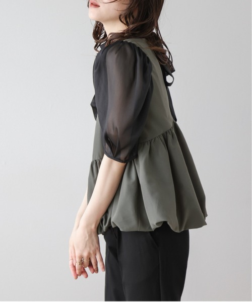 SUGAR BISKET(シュガービスケット)の「シアースリーブペプラムトップス(シャツ/ブラウス・レディース・カーキ/ブラック/ベージュ・フリー)」の5枚目の写真