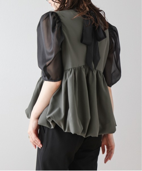 SUGAR BISKET(シュガービスケット)の「シアースリーブペプラムトップス(シャツ/ブラウス・レディース・カーキ/ブラック/ベージュ・フリー)」の6枚目の写真