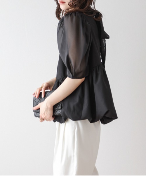 SUGAR BISKET(シュガービスケット)の「シアースリーブペプラムトップス(シャツ/ブラウス・レディース・カーキ/ブラック/ベージュ・フリー)」の8枚目の写真