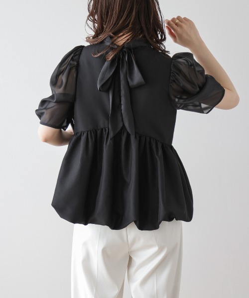 SUGAR BISKET(シュガービスケット)の「シアースリーブペプラムトップス(シャツ/ブラウス・レディース・カーキ/ブラック/ベージュ・フリー)」の9枚目の写真