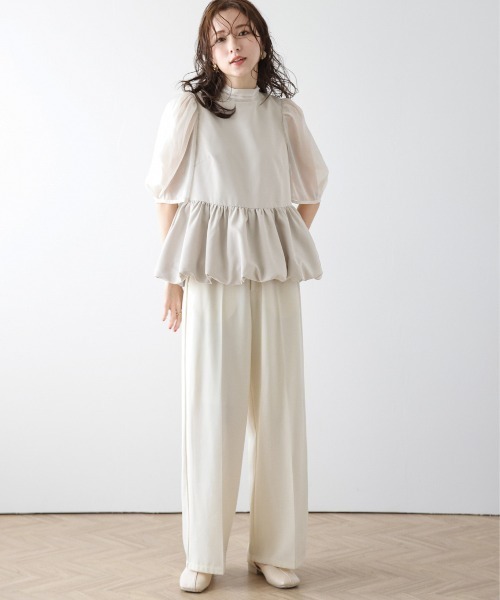 SUGAR BISKET(シュガービスケット)の「シアースリーブペプラムトップス(シャツ/ブラウス・レディース・カーキ/ブラック/ベージュ・フリー)」の11枚目の写真