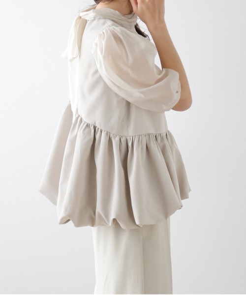 SUGAR BISKET(シュガービスケット)の「シアースリーブペプラムトップス(シャツ/ブラウス・レディース・カーキ/ブラック/ベージュ・フリー)」の12枚目の写真