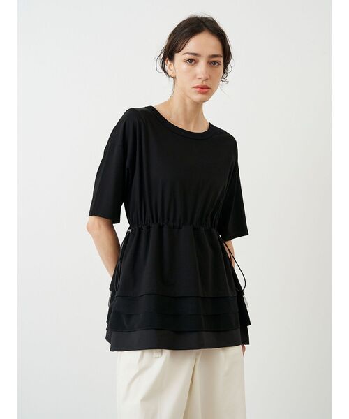 ELENDEEK（エレンディーク）の「ミックスファブリックティアードカットソー（Tシャツ/カットソー・レディース・オフホワイト/ブラック・FREE）」の13枚目の写真