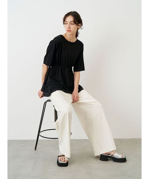 ELENDEEK（エレンディーク）の「ミックスファブリックティアードカットソー（Tシャツ/カットソー・レディース・オフホワイト/ブラック・FREE）」の6枚目の写真