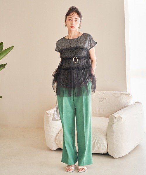 VIS（ビス）の「チュールコンビラメプルオーバー（Tシャツ/カットソー・レディース・ブラック/ホワイト/イエロー・FREE）」の19枚目の写真