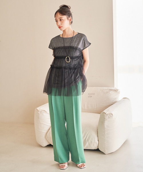 VIS（ビス）の「チュールコンビラメプルオーバー（Tシャツ/カットソー・レディース・ブラック/ホワイト/イエロー・FREE）」の20枚目の写真