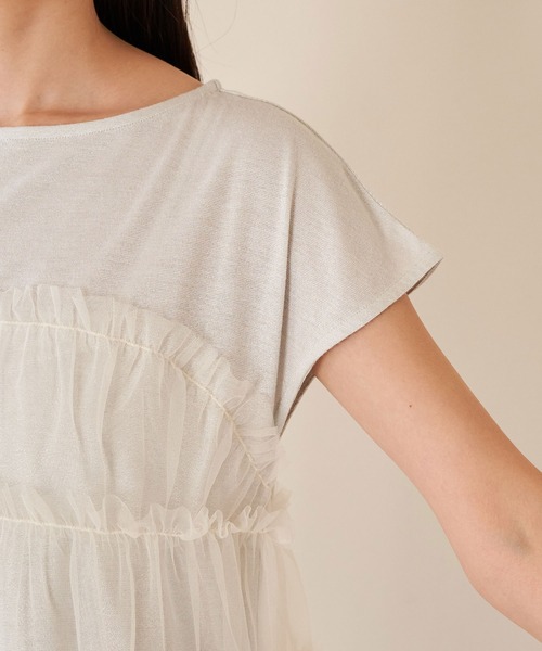 VIS（ビス）の「チュールコンビラメプルオーバー（Tシャツ/カットソー・レディース・ブラック/ホワイト/イエロー・FREE）」の10枚目の写真