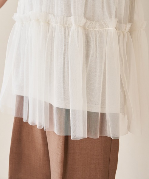 VIS（ビス）の「チュールコンビラメプルオーバー（Tシャツ/カットソー・レディース・ブラック/ホワイト/イエロー・FREE）」の11枚目の写真