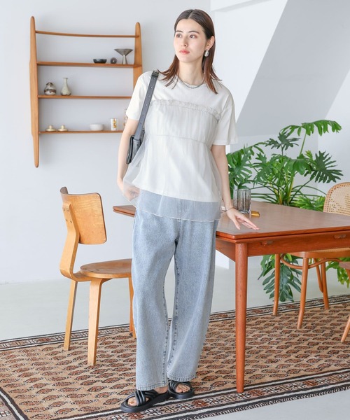 LEPSIM（レプシィム）の「アソートドッキングT　124105（Tシャツ/カットソー・レディース・ブラック/カーキ/ホワイト×ブラック/ライトグレー・FREE）」の22枚目の写真