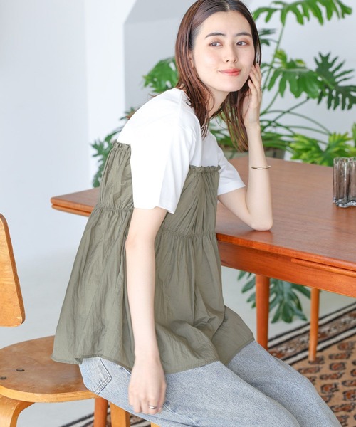 LEPSIM（レプシィム）の「アソートドッキングT　124105（Tシャツ/カットソー・レディース・ブラック/カーキ/ホワイト×ブラック/ライトグレー・FREE）」の20枚目の写真