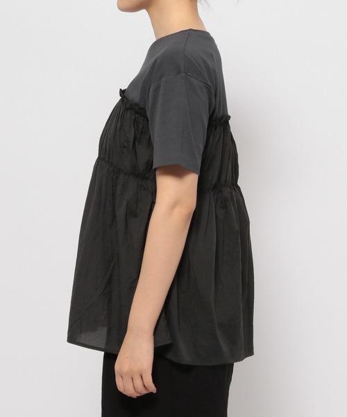 LEPSIM（レプシィム）の「アソートドッキングT　124105（Tシャツ/カットソー・レディース・ブラック/カーキ/ホワイト×ブラック/ライトグレー・FREE）」の14枚目の写真