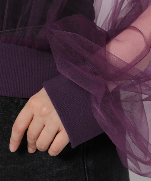 HARE（ハレ）の「シアーリブショートトップス(HARE)（Tシャツ/カットソー・レディース・ブラック/パープル・FREE）」の10枚目の写真