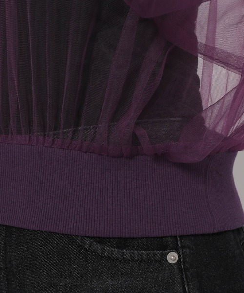 HARE（ハレ）の「シアーリブショートトップス(HARE)（Tシャツ/カットソー・レディース・ブラック/パープル・FREE）」の11枚目の写真