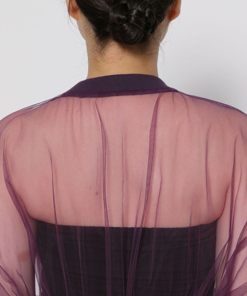 HARE（ハレ）の「シアーリブショートトップス(HARE)（Tシャツ/カットソー・レディース・ブラック/パープル・FREE）」の3枚目の写真