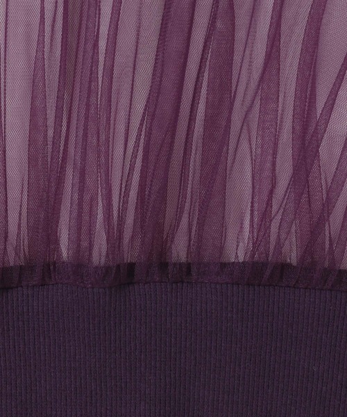 HARE（ハレ）の「シアーリブショートトップス(HARE)（Tシャツ/カットソー・レディース・ブラック/パープル・FREE）」の4枚目の写真