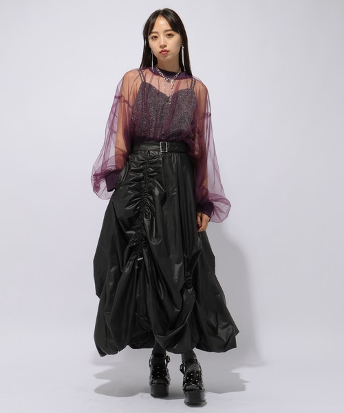 HARE（ハレ）の「シアーリブショートトップス(HARE)（Tシャツ/カットソー・レディース・ブラック/パープル・FREE）」の19枚目の写真