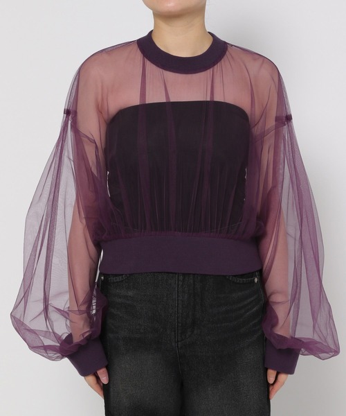 HARE（ハレ）の「シアーリブショートトップス(HARE)（Tシャツ/カットソー・レディース・ブラック/パープル・FREE）」の17枚目の写真