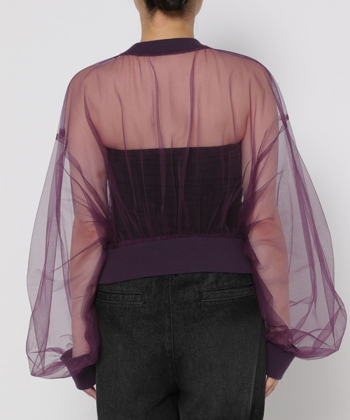 HARE（ハレ）の「シアーリブショートトップス(HARE)（Tシャツ/カットソー・レディース・ブラック/パープル・FREE）」の7枚目の写真