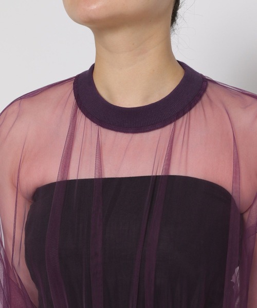 HARE（ハレ）の「シアーリブショートトップス(HARE)（Tシャツ/カットソー・レディース・ブラック/パープル・FREE）」の8枚目の写真