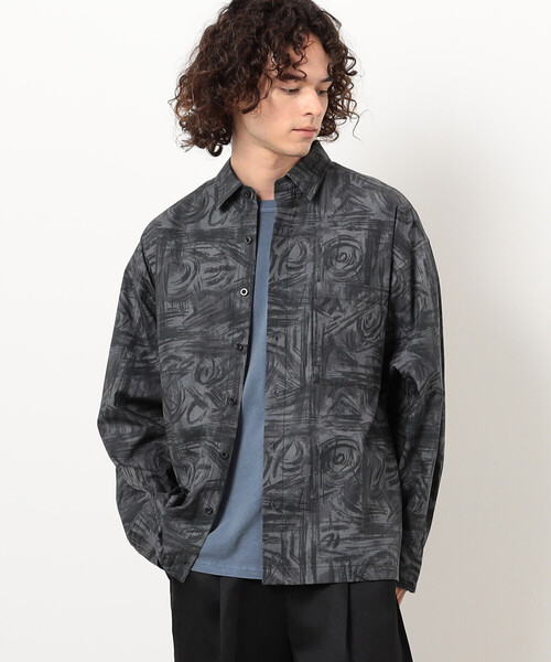 Purple&Yellow（パープルアンドイエロー）の「ドローイングプリントシャツ（シャツ/ブラウス・メンズ・ブラック・SMALL/MEDIUM/LARGE）」の4枚目の写真