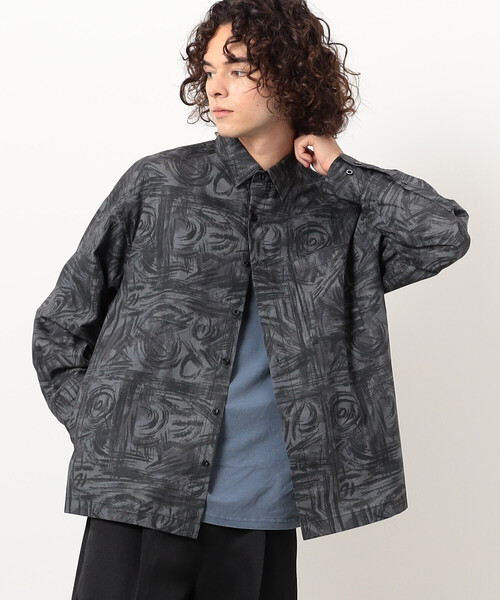 Purple&Yellow（パープルアンドイエロー）の「ドローイングプリントシャツ（シャツ/ブラウス・メンズ・ブラック・SMALL/MEDIUM/LARGE）」の5枚目の写真