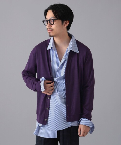 SLOANE（スローン）の「SLOANE × International Gallery BEAMS / 別注 ウール天竺 Vネック カーディガン（カーディガン/ボレロ・メンズ・ブラック/パープル/ネイビー/オレンジ/チャコールグレー/グリーン系その他2・4/3/5）」の5枚目の写真
