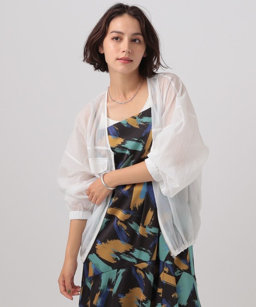 BAYFLOW（ベイフロー）の「[涼やかな透け感＆軽量]シアーＶネックブルゾン（ブルゾン・レディース・オフホワイト/グレー/ライトブルー・FREE）」の10枚目の写真