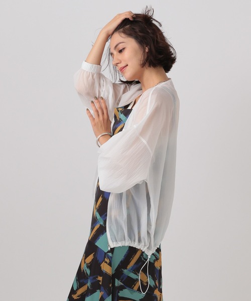 BAYFLOW（ベイフロー）の「[涼やかな透け感＆軽量]シアーＶネックブルゾン（ブルゾン・レディース・オフホワイト/グレー/ライトブルー・FREE）」の11枚目の写真