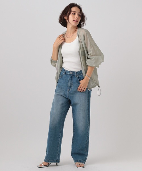 BAYFLOW（ベイフロー）の「[涼やかな透け感＆軽量]シアーＶネックブルゾン（ブルゾン・レディース・オフホワイト/グレー/ライトブルー・FREE）」の13枚目の写真