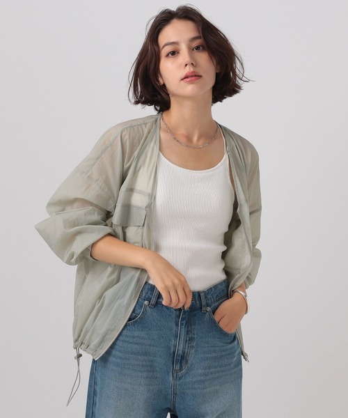 美品◯リヴドロワ　Vネックシアーブルゾン　オフホワイト シアーVネックジップブルゾン｜WOMEN｜250HSF30-197C｜AZUL BY